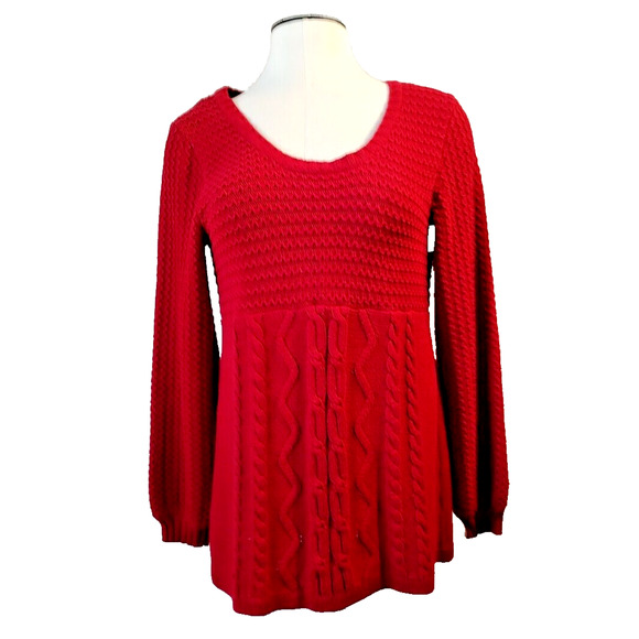 Style & Co. Sweaters - Style & Co. Woman's Red Pullover Sweater Size M Cable Knit Stretch 3 knit Styles